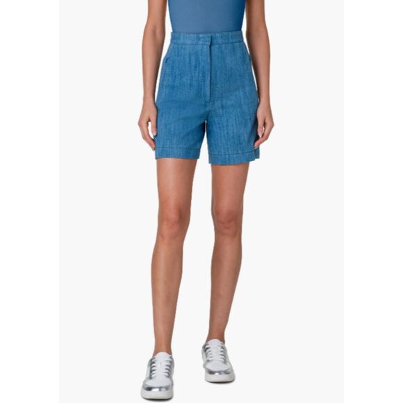 AKRIS PUNTO Filia High Waist Denim Blue Bermuda Shorts Size 14 - Picture 1 of 11